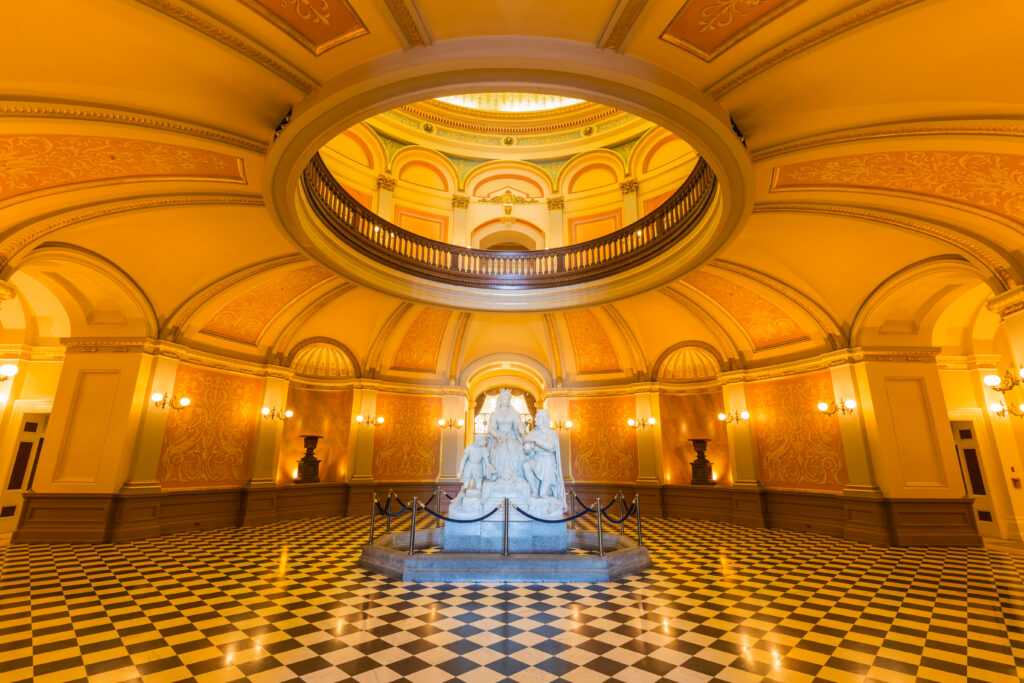 Inside the California State Capitol rotunda in Sacramento.